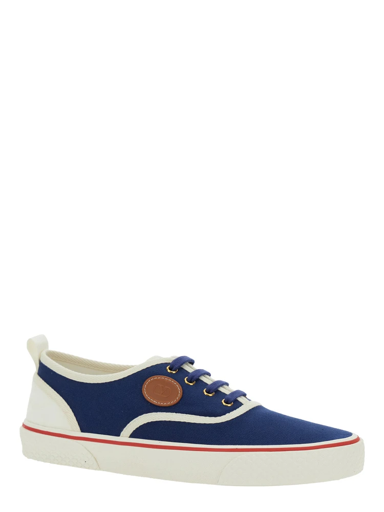Blue Low Top Sneakers with VLogo Patch on the Side in Cotton Man alternative