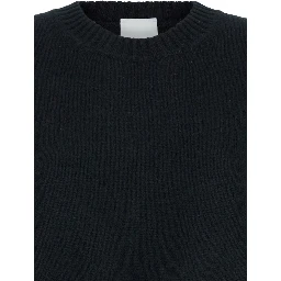 Black Crewneck Sweater with Dropped Shoulders in Cashmere Woman