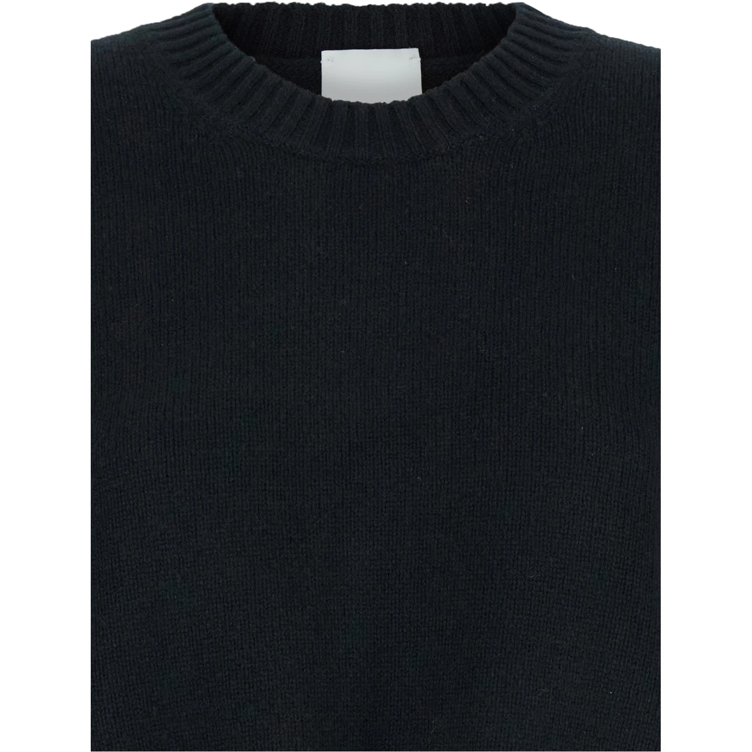 Black Crewneck Sweater with Dropped Shoulders in Cashmere Woman