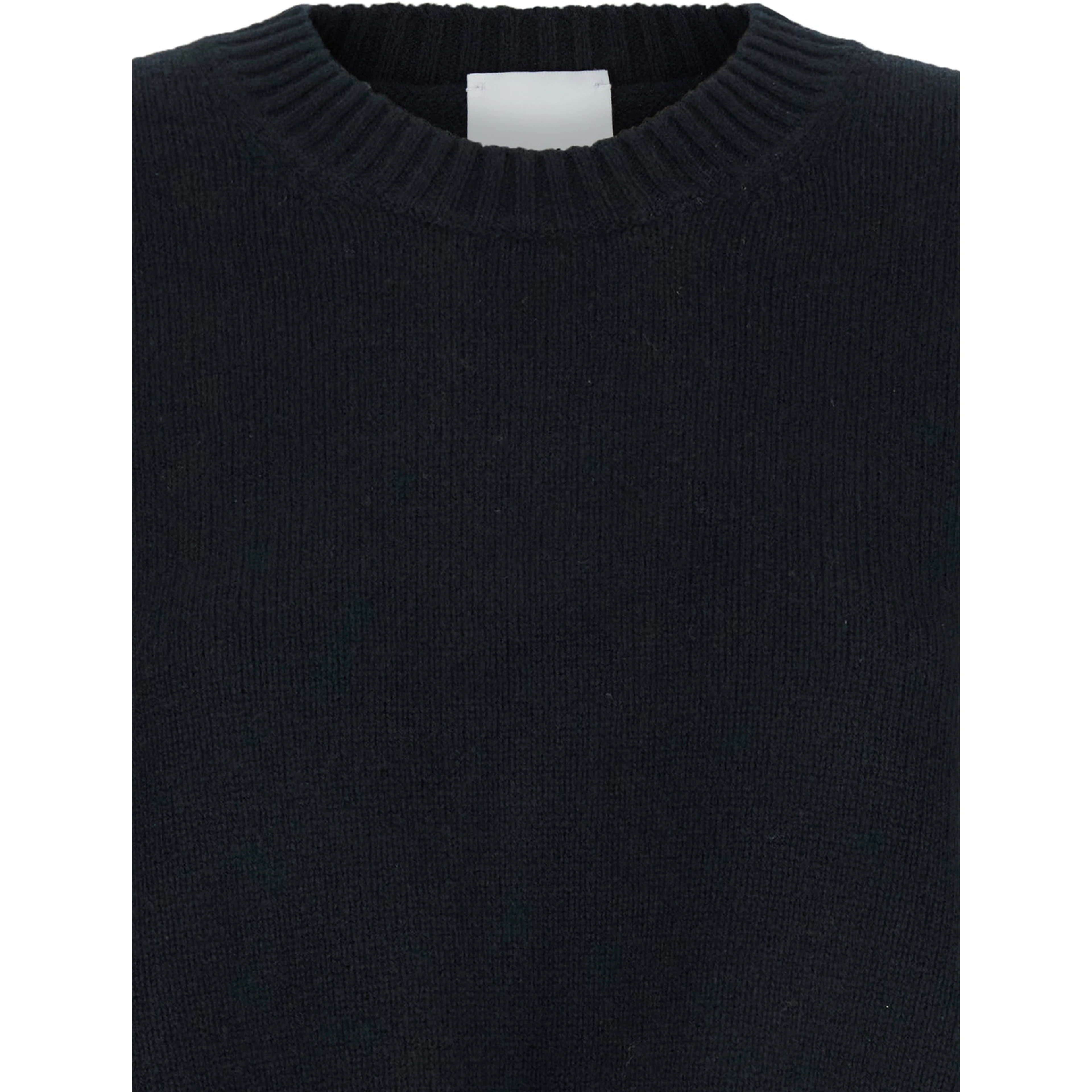 Black Crewneck Sweater with Dropped Shoulders in Cashmere Woman