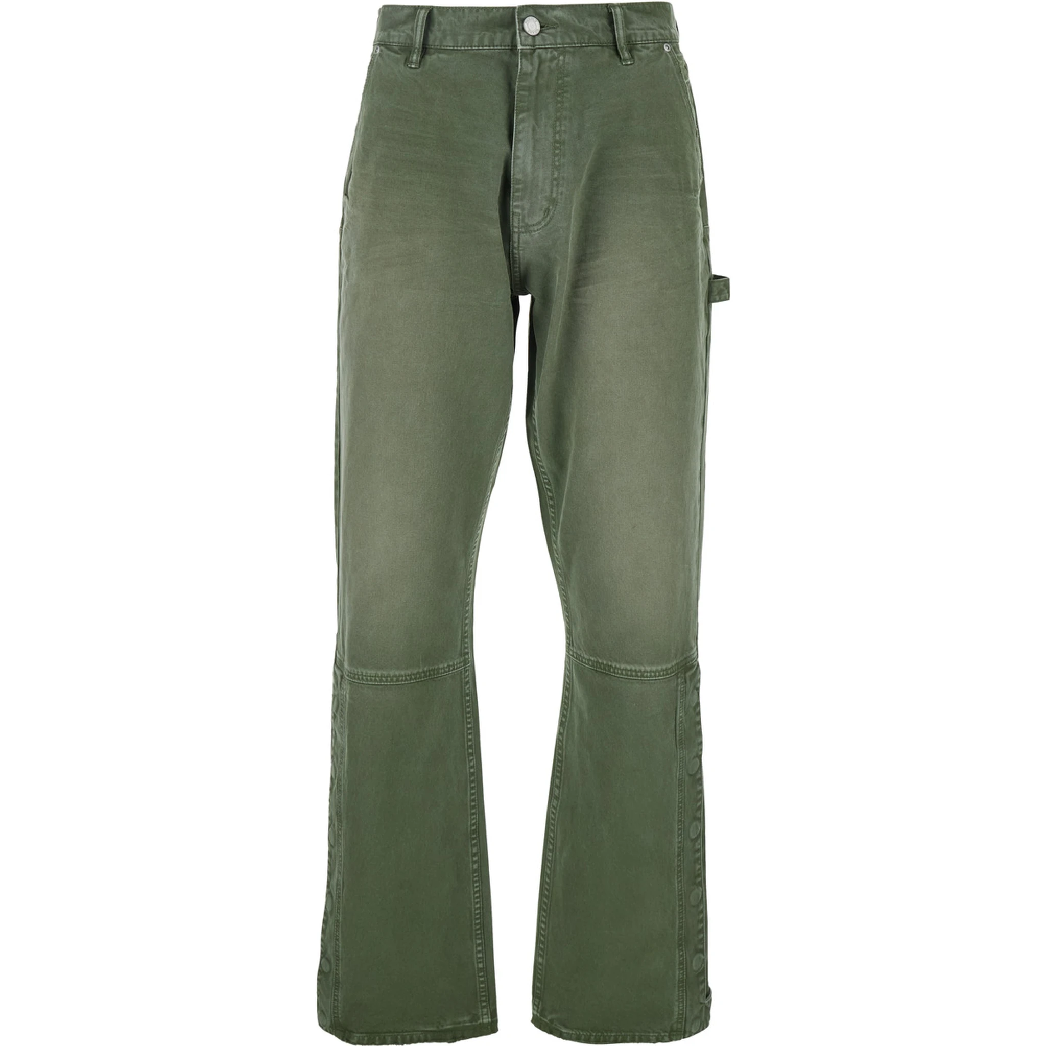 Green Pants with Logo Patch on the Rear and Automatic Buttons in Fabric Man