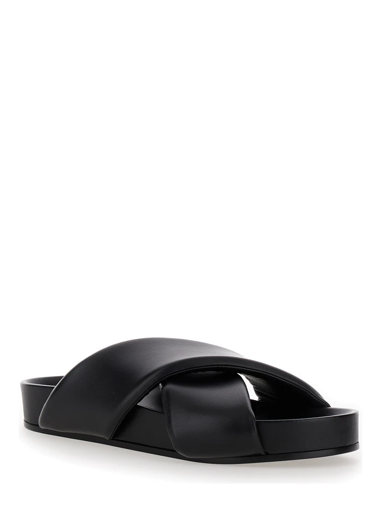 Black Sandals with Criss Cros Bands in Smooth Leather Man alternative