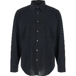 Sylvain Black Shirt with Pointed Collar in Cotton Blend Man