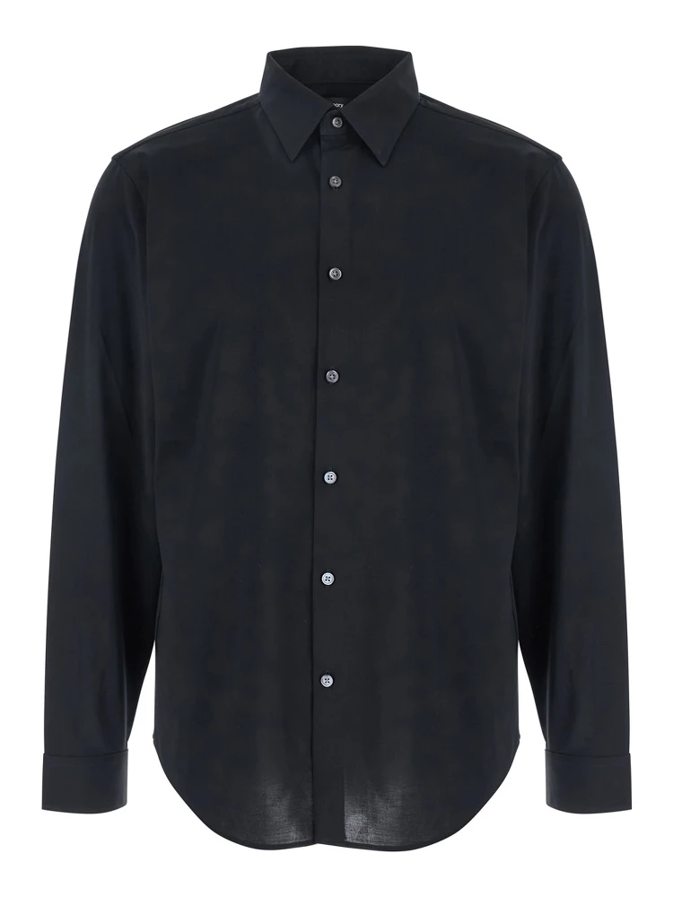 Sylvain Black Shirt with Pointed Collar in Cotton Blend Man