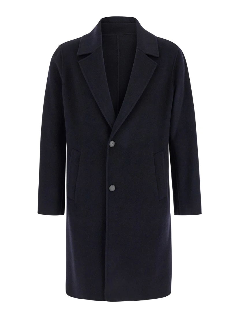 Blue Coat with Classic Revers in Wool Man