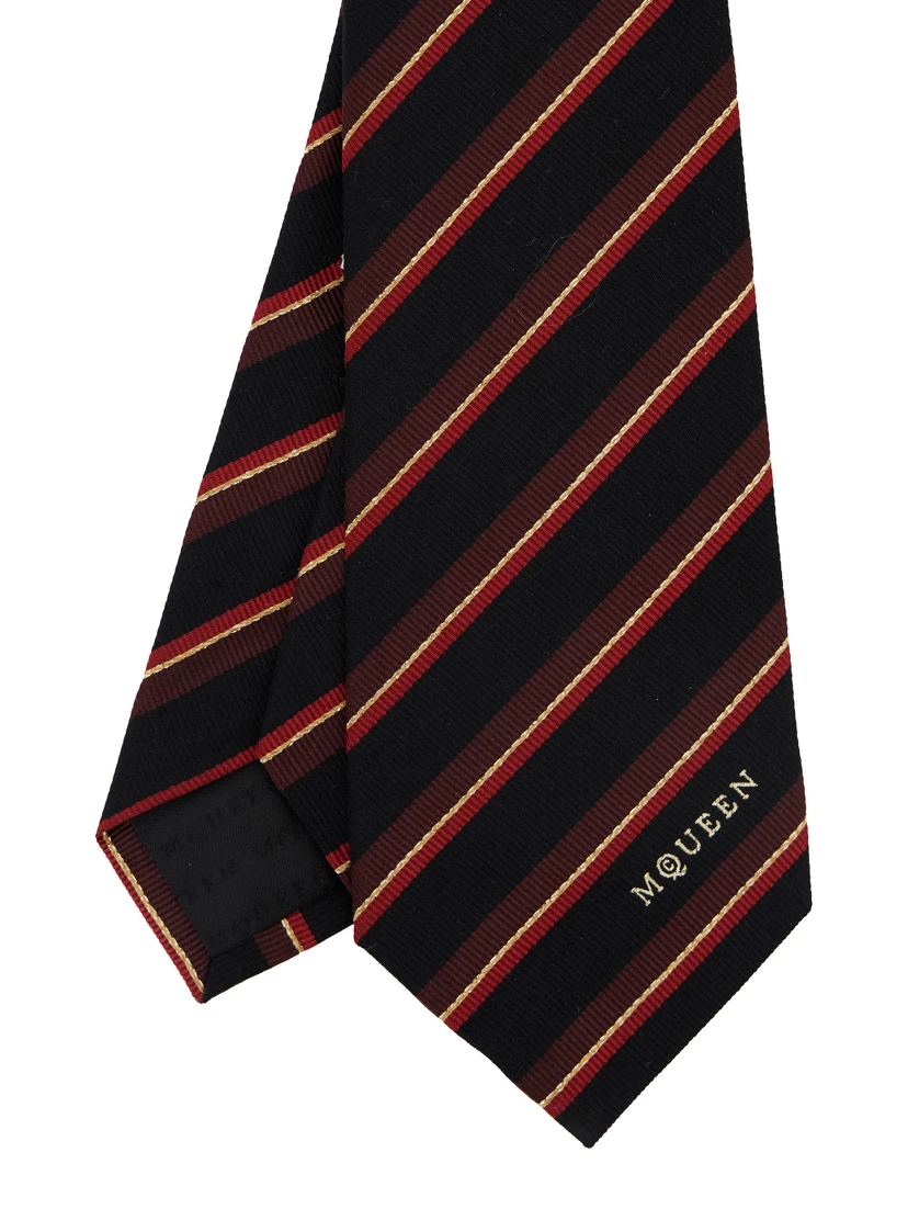 Multicolor Tie with Striped Motif in Wool Man