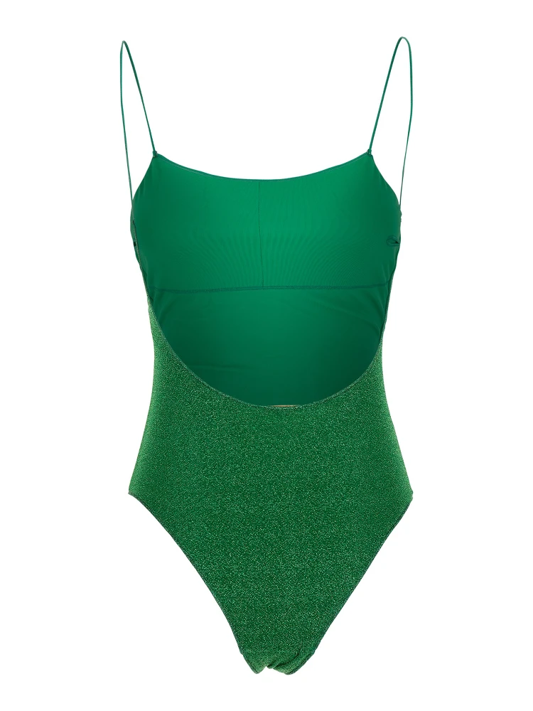 Lumière Maillot Green Swimsuit with Open Back in Lurex Woman alternative
