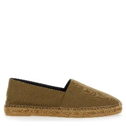 Brown Espadrilles with Tonal Cassandre Embroidery on the Side and Almond Toe in Cotton Man