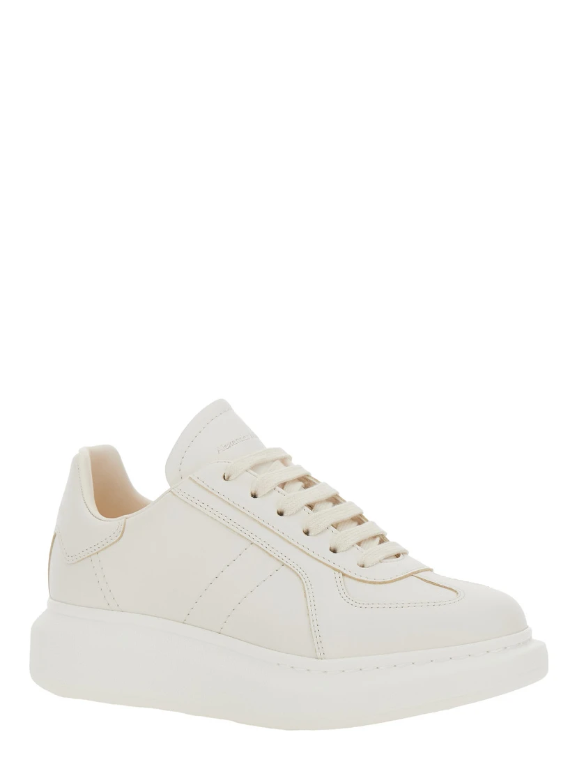 White Sneakers with Logo Patch on the Tongue and Embossed Logo on the Heel in Leather Woman