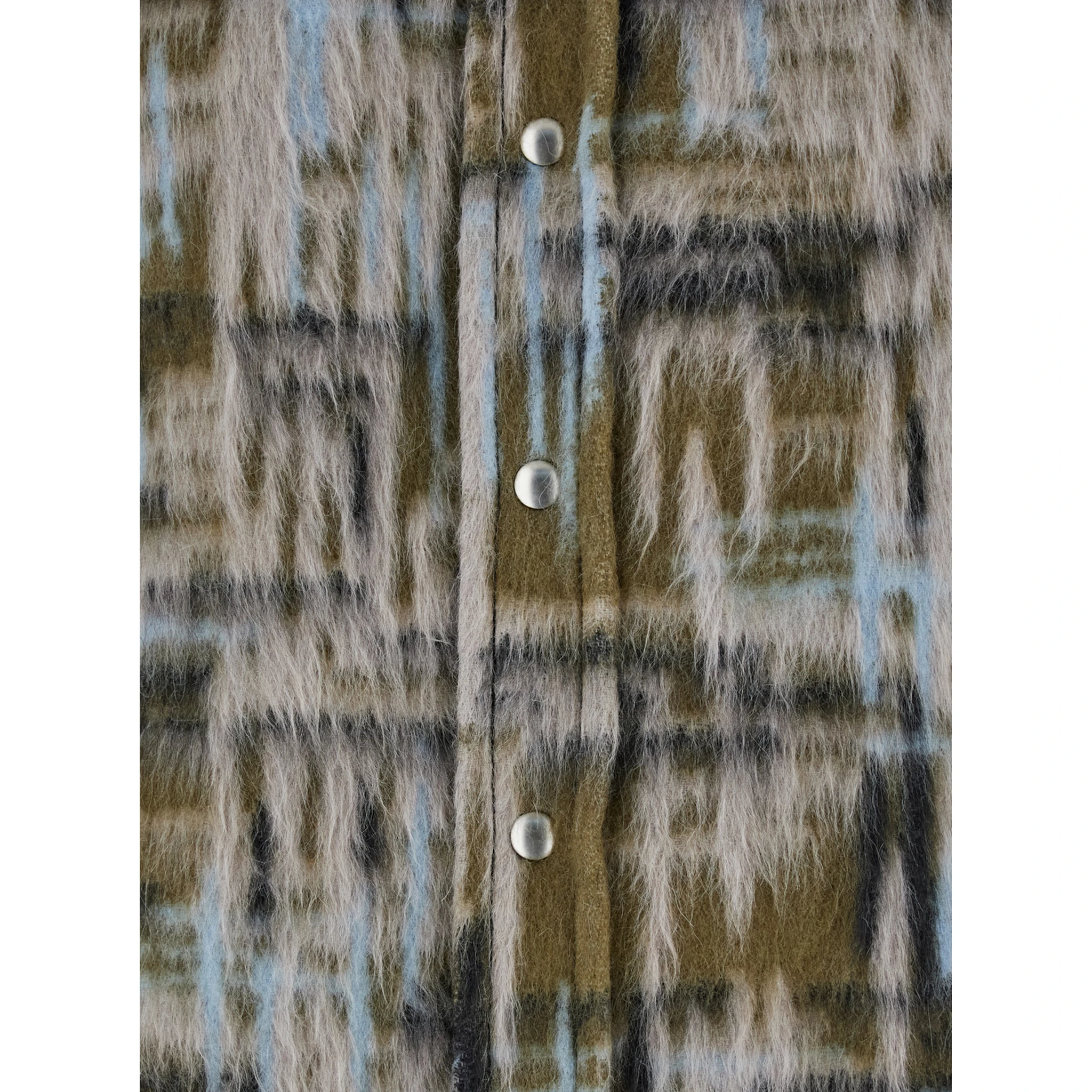 Multicolor Overshirt with Pointed Collar in Brushed Wool Woman