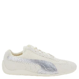 Speedcat Beige Low Top Sneakers with Logo Patch on the Tongue and Formstrip Logo Detail on the Sidei n Leather and Mesh Unisex