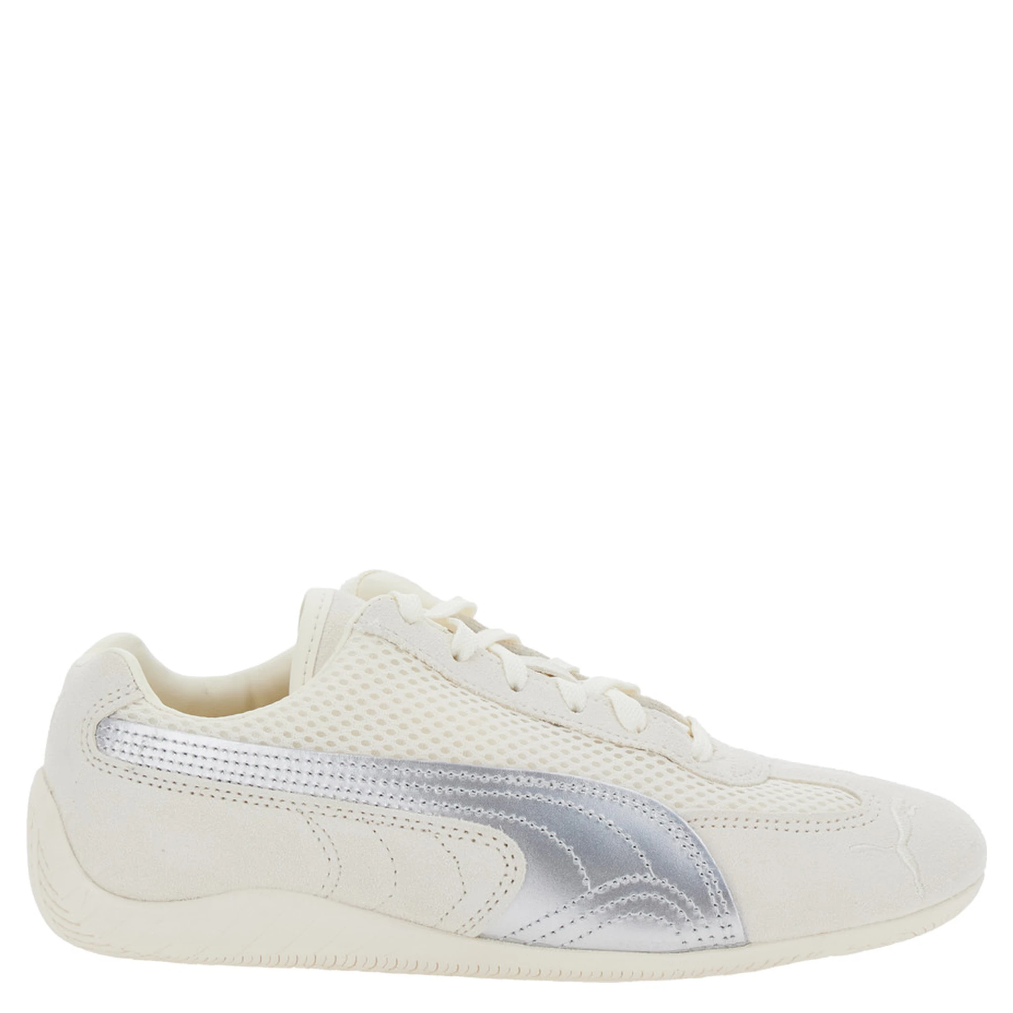 Speedcat Beige Low Top Sneakers with Logo Patch on the Tongue and Formstrip Logo Detail on the Sidei n Leather and Mesh Unisex