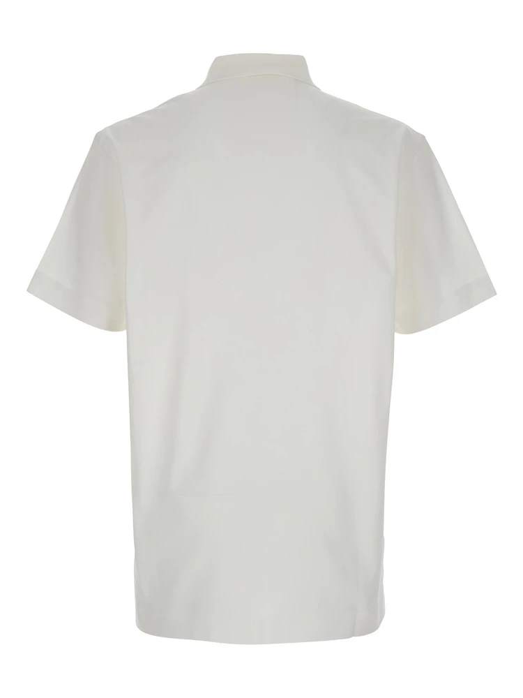 White Polo Shirt with Logo Embroidery on the Front in Cotton Man alternative