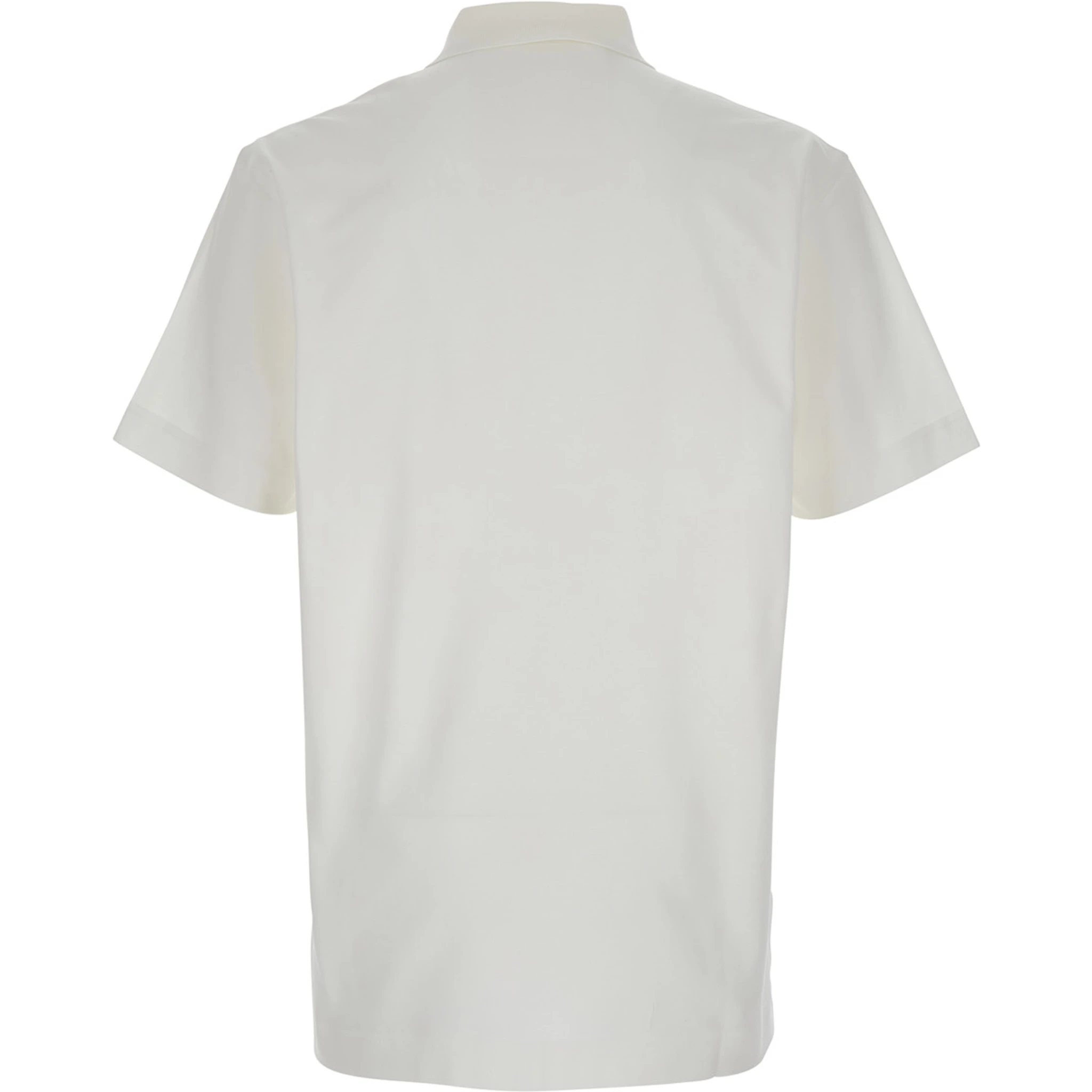 White Polo Shirt with Logo Embroidery on the Front in Cotton Man