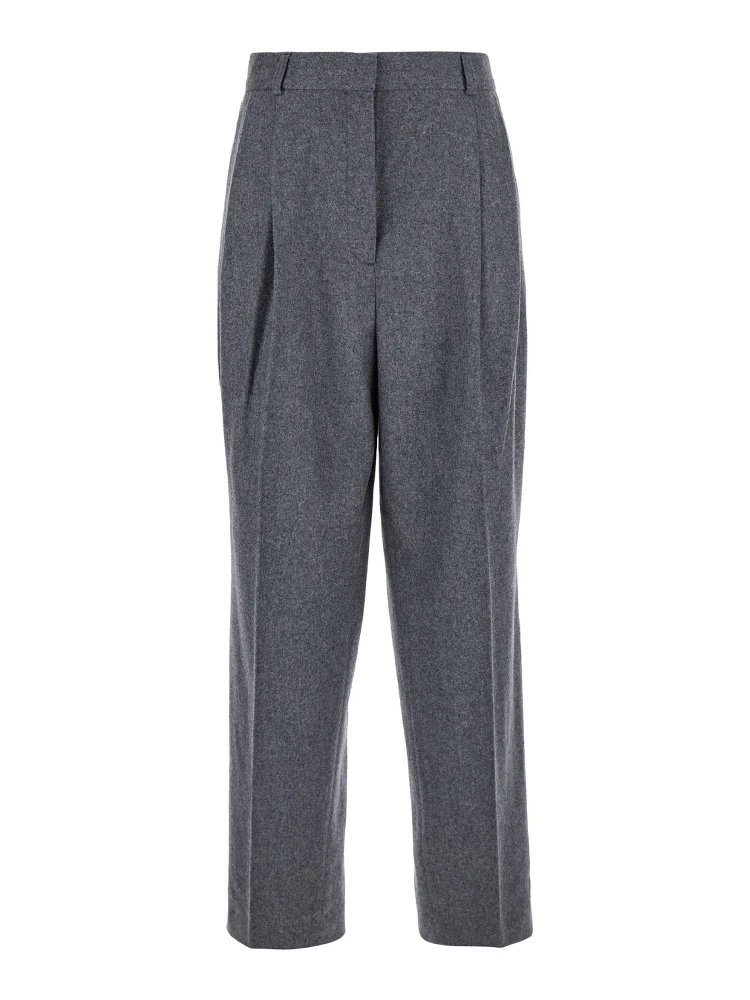Grey Pants with Belt Loops and Pences in Wool Blend Woman
