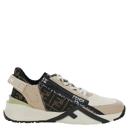 Fendi Flow Beige Low-Top Sneaker with Logo Detail in Leather Man