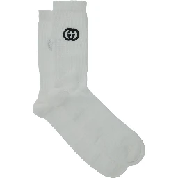 White GG Logo Socks in Cotton Man