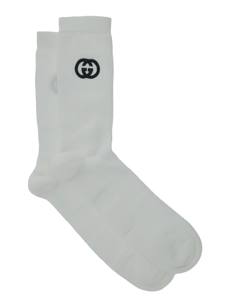 White GG Logo Socks in Cotton Man