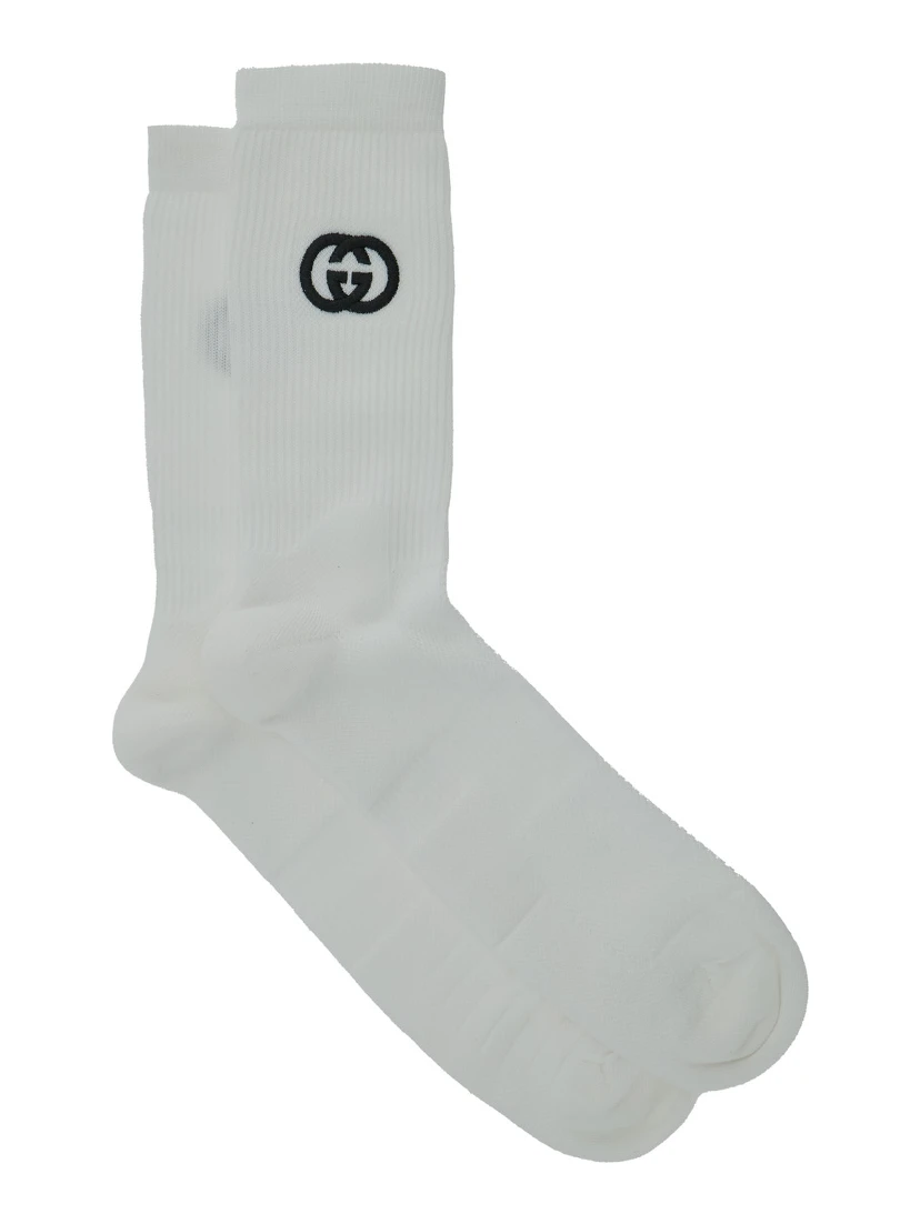 White GG Logo Socks in Cotton Man