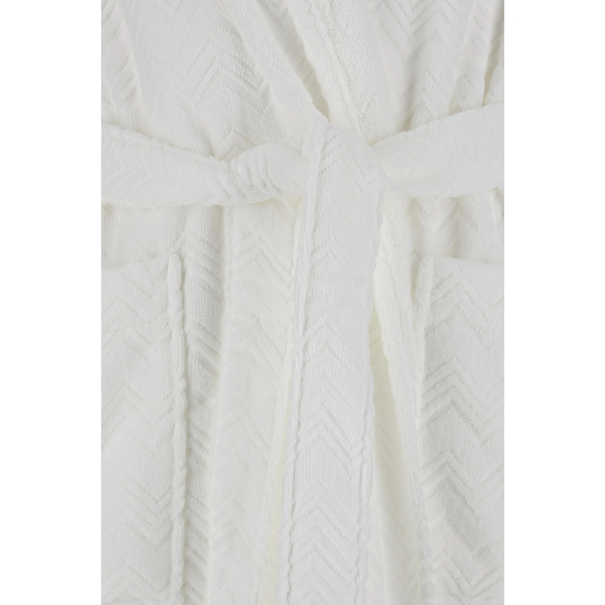 White Bathrobe with Zig Zag Motif in Cotton