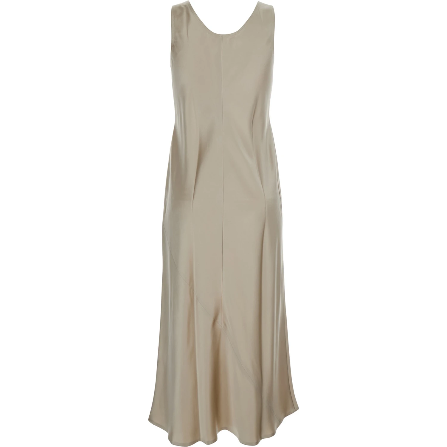 Banji Beige Dress with Asymmetrical Bottom in Silk Woman