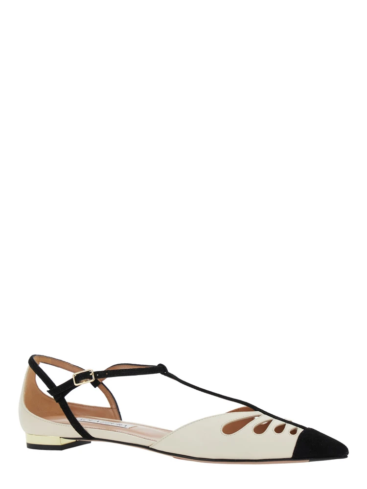 Camille White Ballet Shoes with Cut-Out Detail in Leather Woman alternative