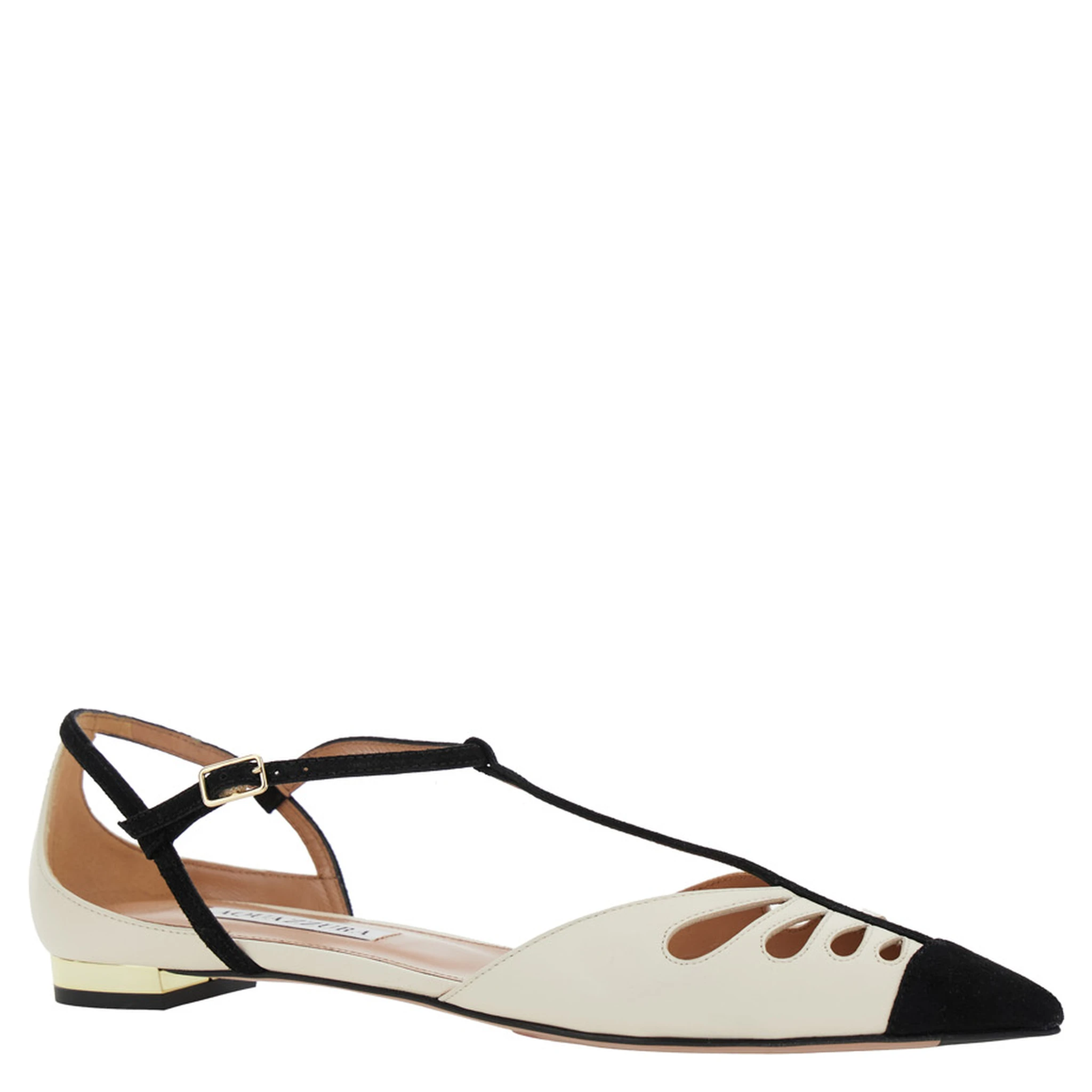 Camille White Ballet Shoes with Cut-Out Detail in Leather Woman