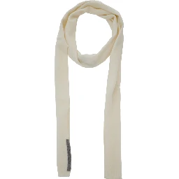 White Scarf with Contrasting Detail in Wool Woman