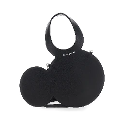 Mickey Black Crossbody Bag with Adjustable and Removable Shoulder Strap and Logo Lettering on the Front in Leather Woman