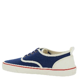 Blue Low Top Sneakers with VLogo Patch on the Side in Cotton Man