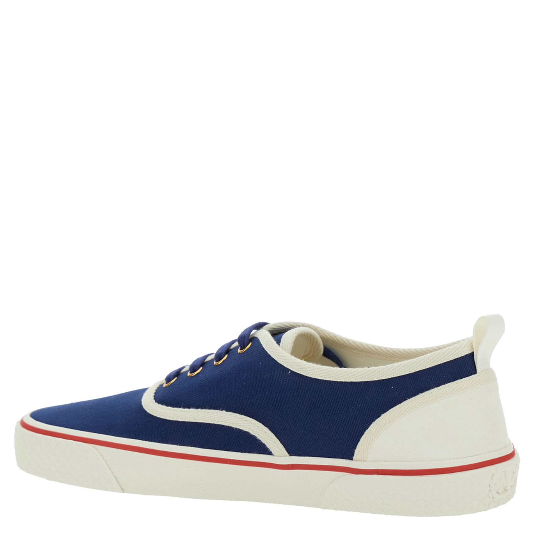 Blue Low Top Sneakers with VLogo Patch on the Side in Cotton Man
