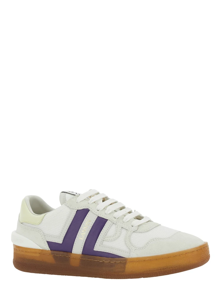 Clay White Sneaker with Mesh Inserts and Side Striped Detail in Leather Unisex alternative