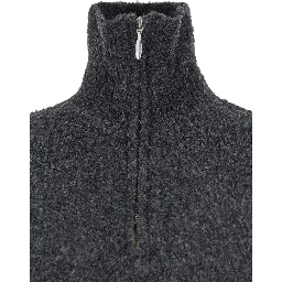 Grey High Neck Swater with Zip in Wool Blend Man