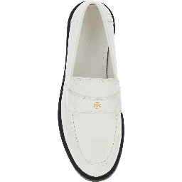 White Loafer with Logo Plate in Nappa Leather Woman