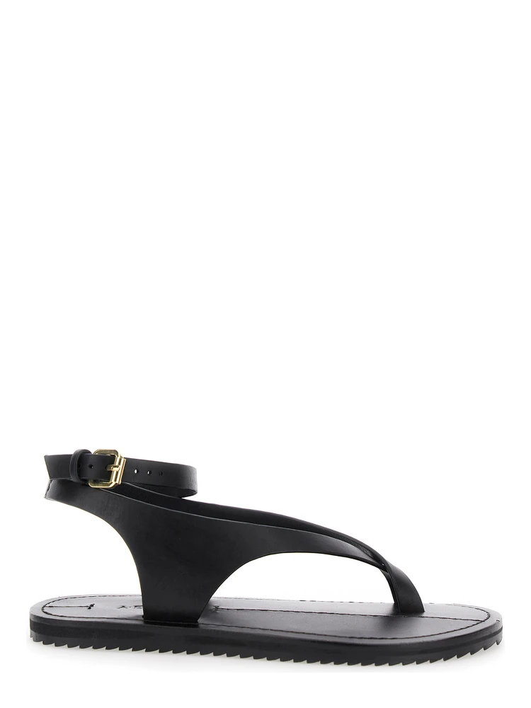 Millar Black Sandals with Criss-Crossed Straps and Buckle Closure in Leather Woman