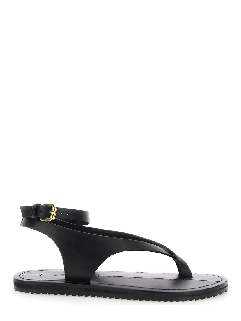 Millar Black Sandals with Criss-Crossed Straps and Buckle Closure in Leather Woman