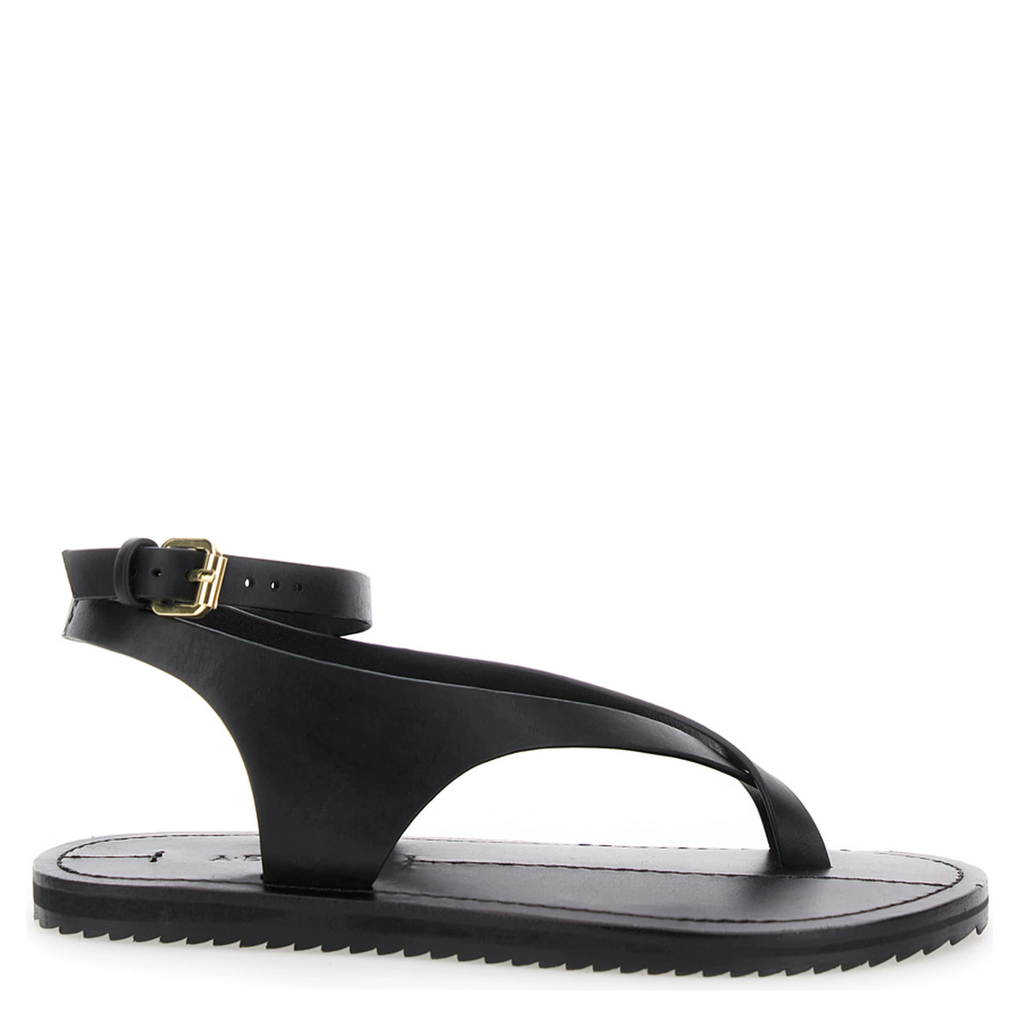 Millar Black Sandals with Criss-Crossed Straps and Buckle Closure in Leather Woman