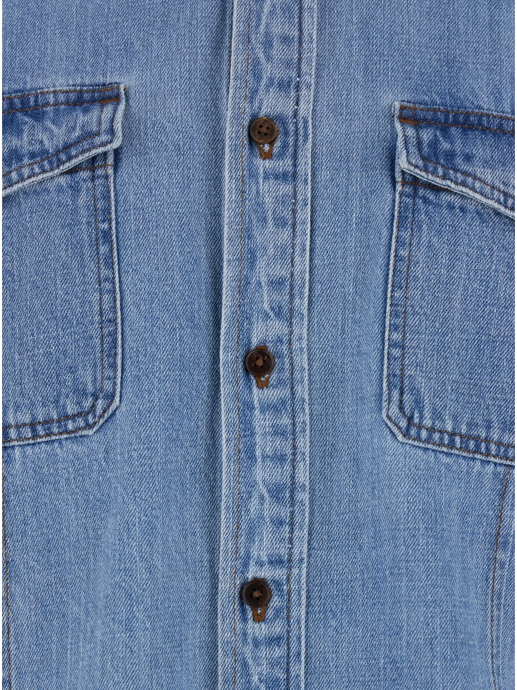 Blue Jacket with Patch Pockets on the Chest in Denim Man alternative