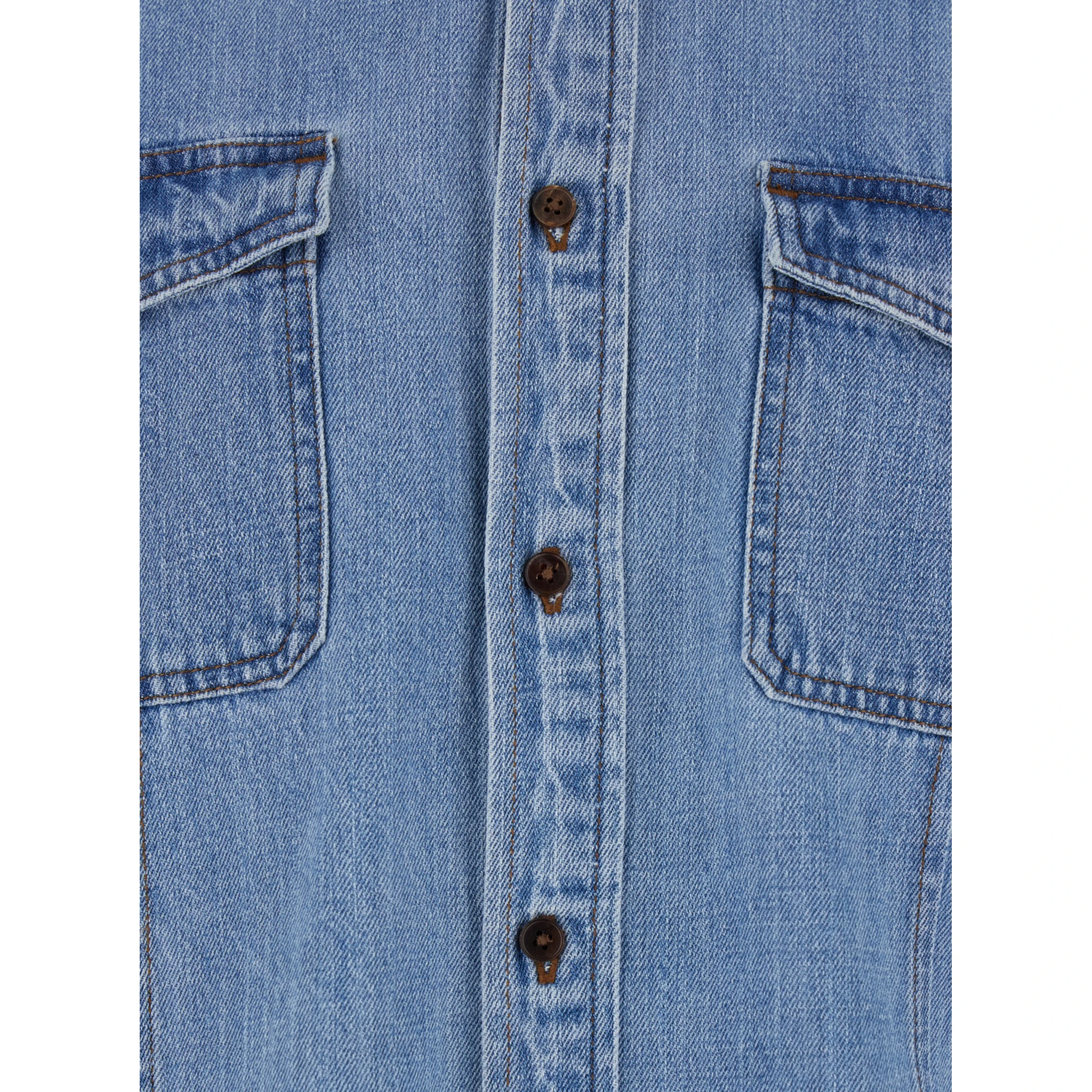 Blue Jacket with Patch Pockets on the Chest in Denim Man