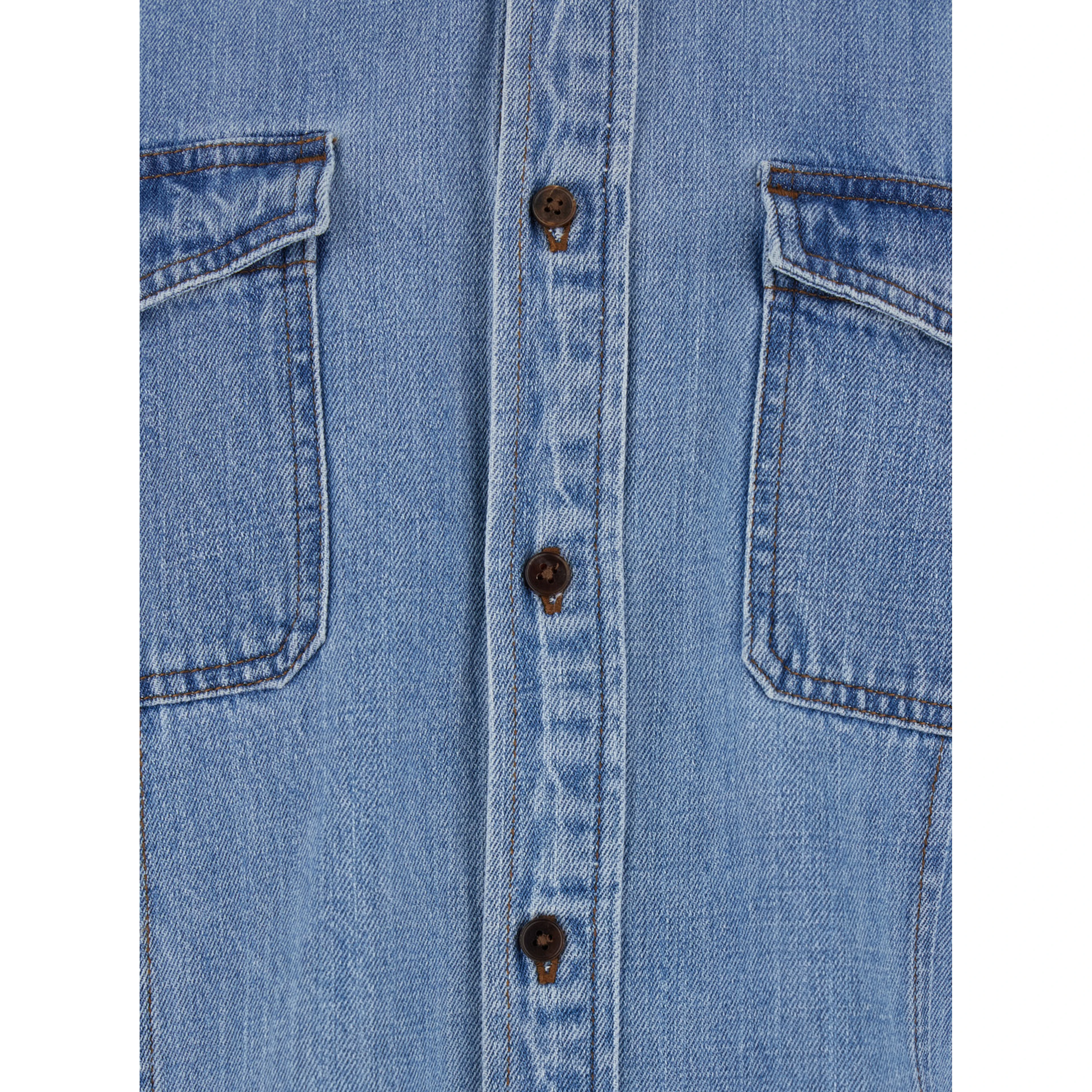 Blue Jacket with Patch Pockets on the Chest in Denim Man