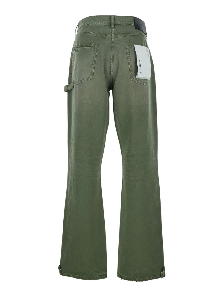 Green Pants with Logo Patch on the Rear and Automatic Buttons in Fabric Man alternative