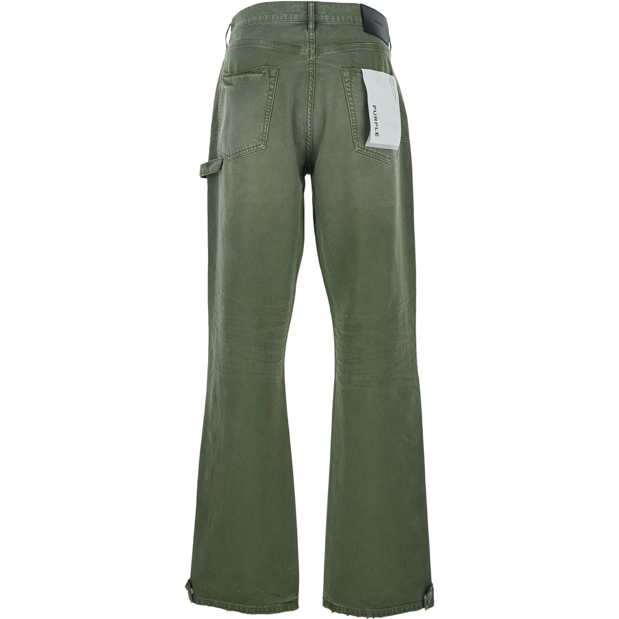 Green Pants with Logo Patch on the Rear and Automatic Buttons in Fabric Man