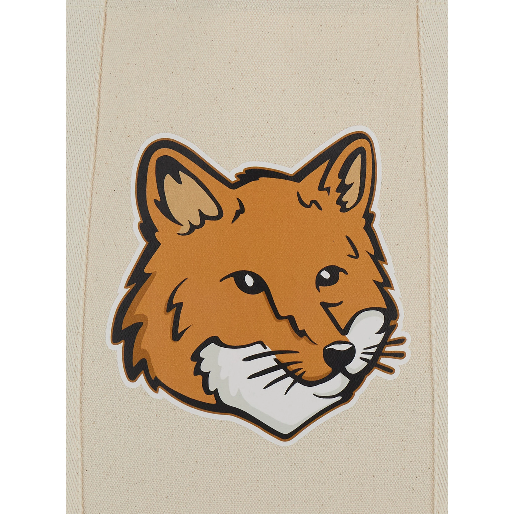 White Tote Bag with Fox Head Patch in Cotton Canvas Woman