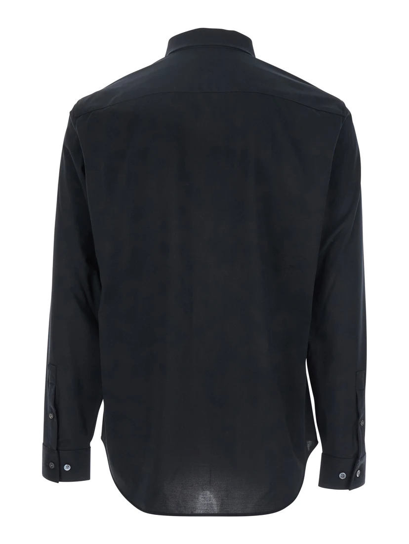 Sylvain Black Shirt with Pointed Collar in Cotton Blend Man