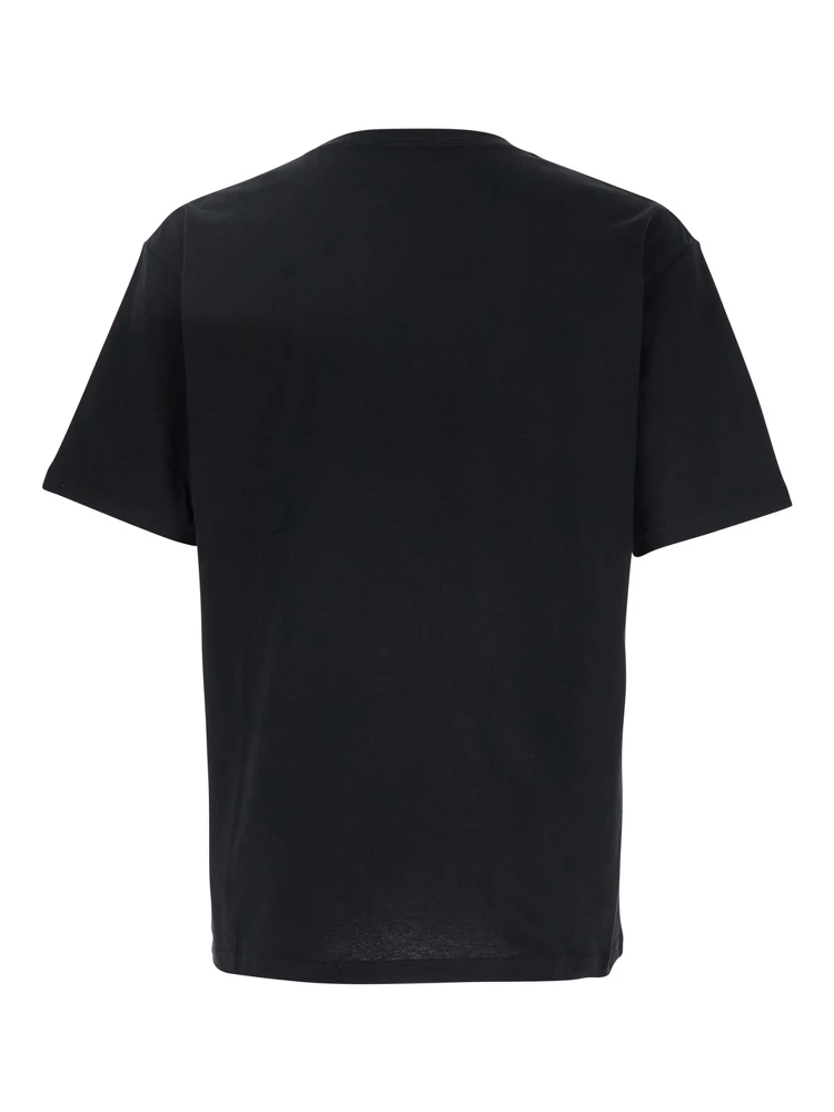 Chez Black Crewneck T-Shirt with Maxi Logo Print on the Front in Cotton Man alternative