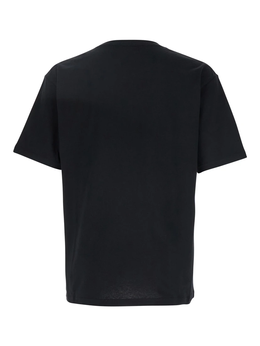 Chez Black Crewneck T-Shirt with Maxi Logo Print on the Front in Cotton Man