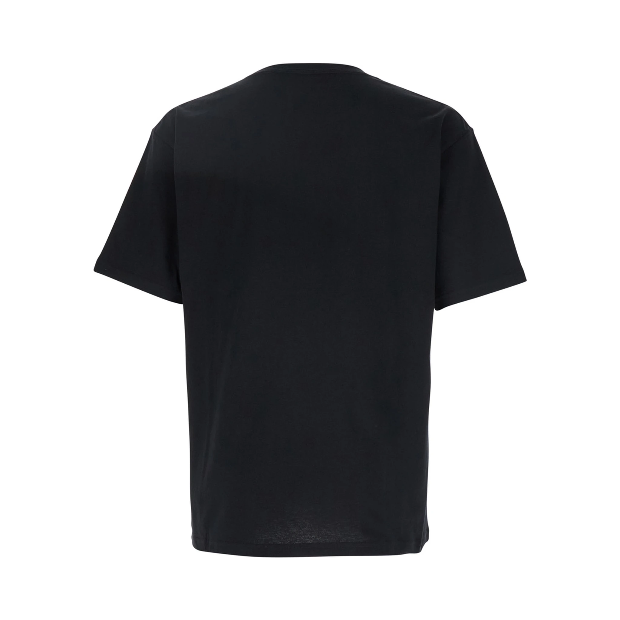 Chez Black Crewneck T-Shirt with Maxi Logo Print on the Front in Cotton Man