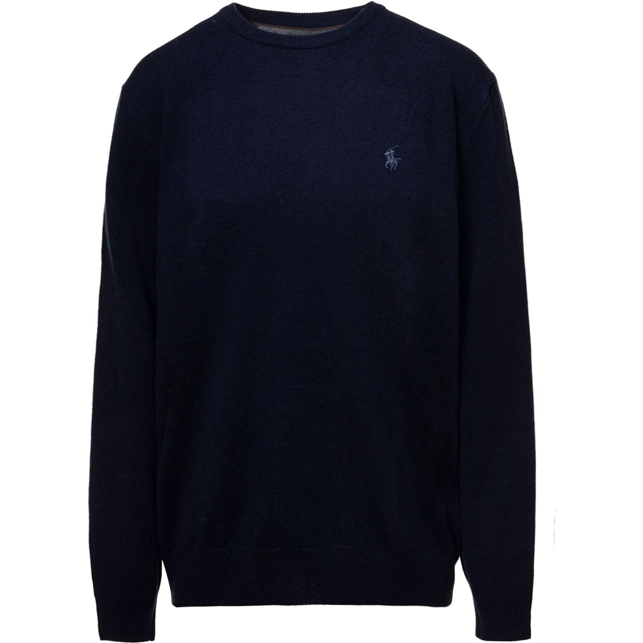 Blue Crewneck Sweater with Pony Logo Embroidered on the Front in Wool Man