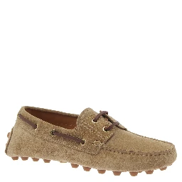 Gommino Beige Loafers with Woven Tie in Suede Woman