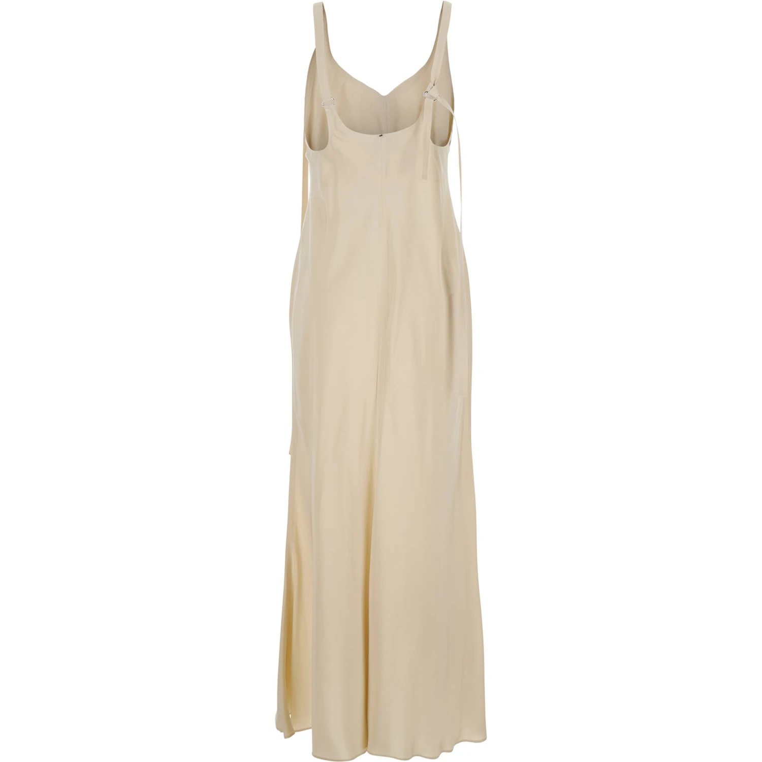 Unione Beige Long Dress with V-Neck and Adjustable Straps in Viscose Woman